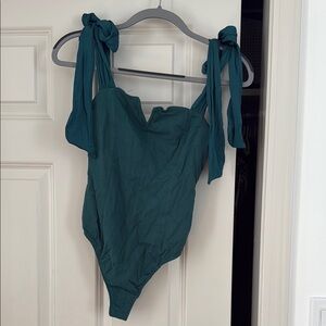 Teal Tie-Strap Bodysuit